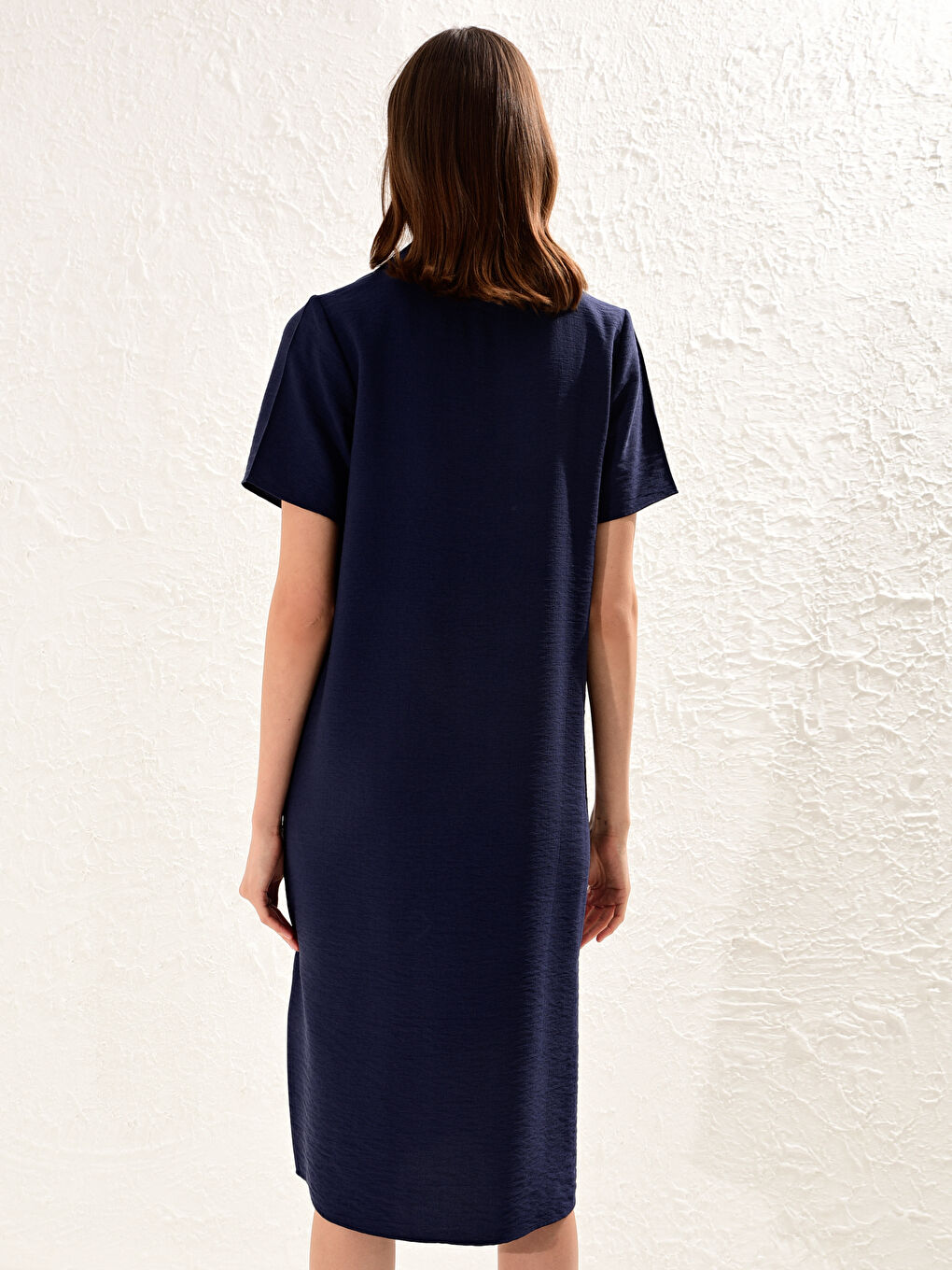 Lacivert Kısa Kollu Kadın Elbise-2