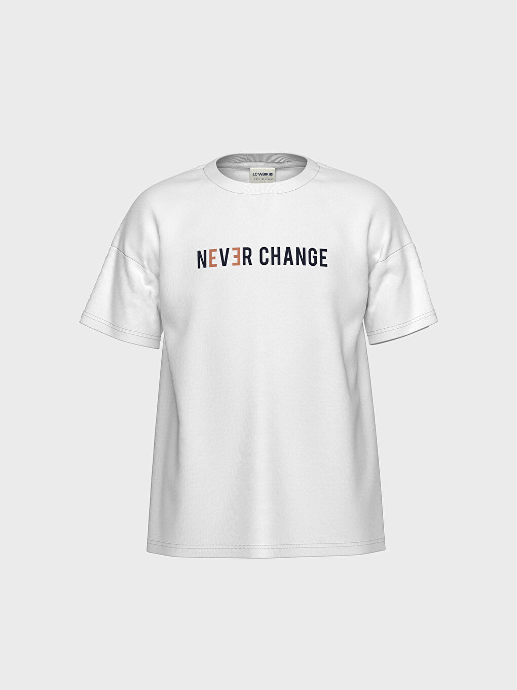 Beyaz Bisiklet Yaka Kısa Kollu Erkek Çocuk Tişört-2