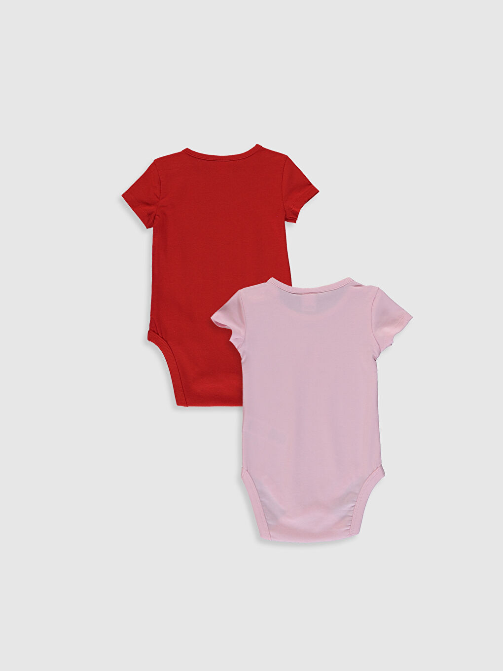 Pembe Bisiklet Yaka Kısa Kol Baskılı Kız Bebek Çıtçıtlı Body 2'li-1