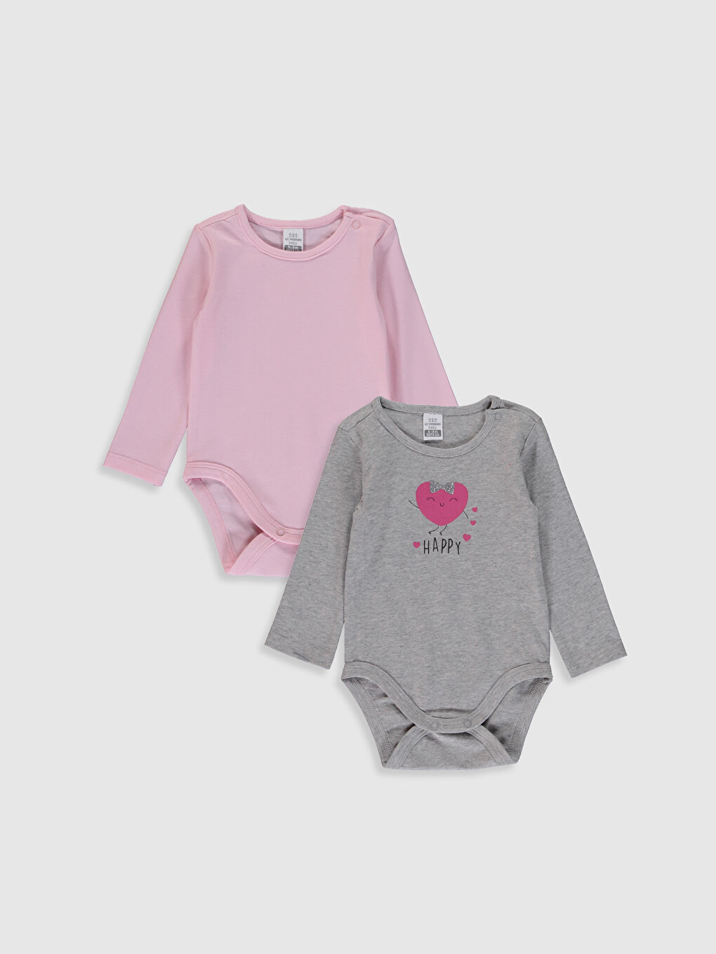 Beyaz Bisiklet Yaka Kısa Kol Baskılı Kız Bebek Çıtçıtlı Body 2'li