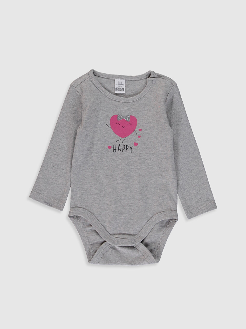 Beyaz Bisiklet Yaka Kısa Kol Baskılı Kız Bebek Çıtçıtlı Body 2'li-2