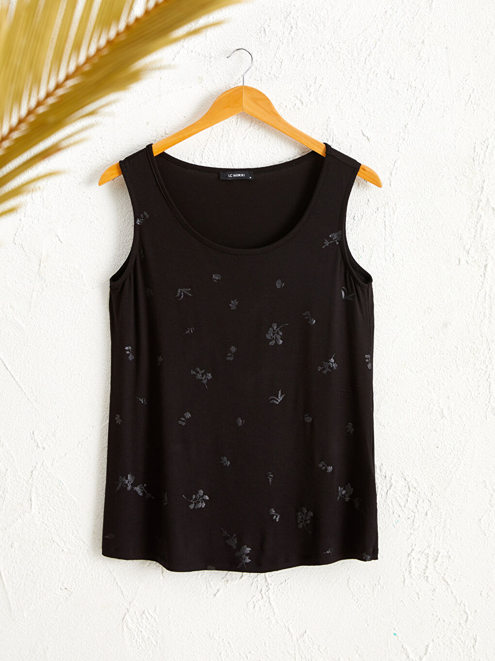 Top majica za Žene sa Okruglim Izrezom, Bez Rukava, od Češljanog Pamuka i Viskoze sa Šarom