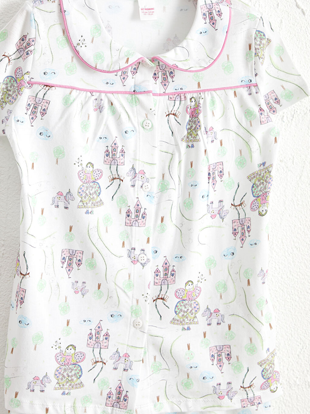 Ekru Kız Çocuk Baskılı Pamuklu Pijama Takımı-1