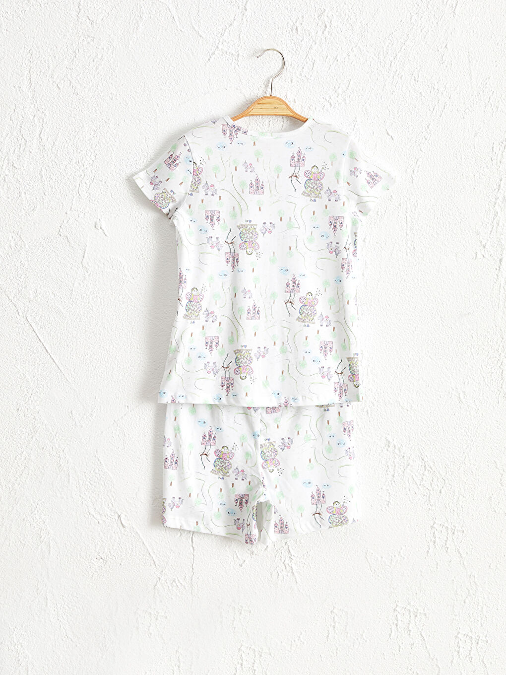 Ekru Kız Çocuk Baskılı Pamuklu Pijama Takımı-2