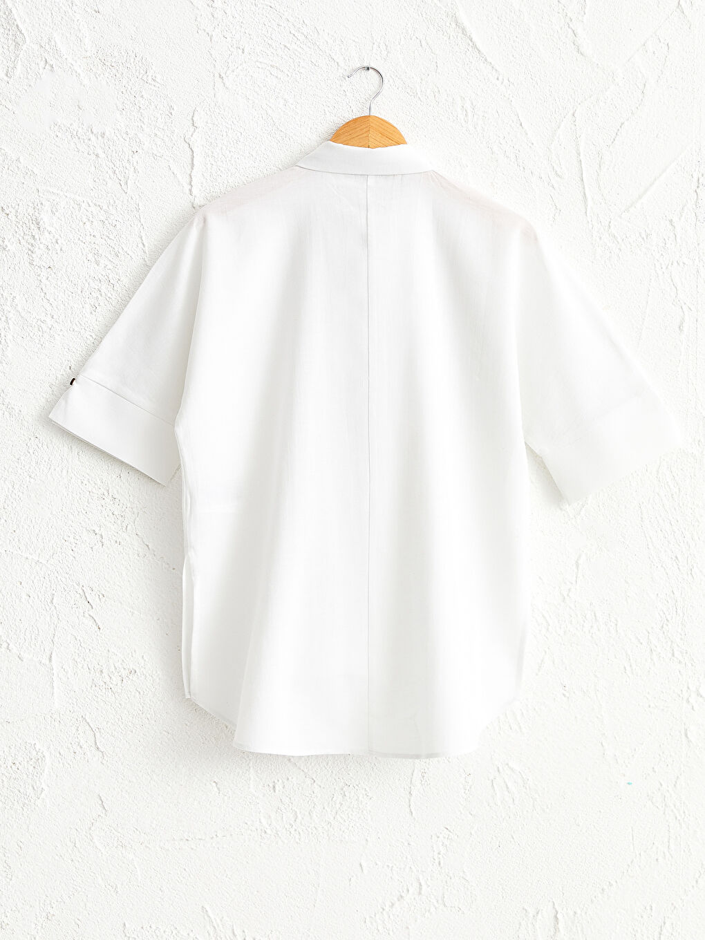 Ekru Uzun Kollu Poplin Kadın Gömlek-2