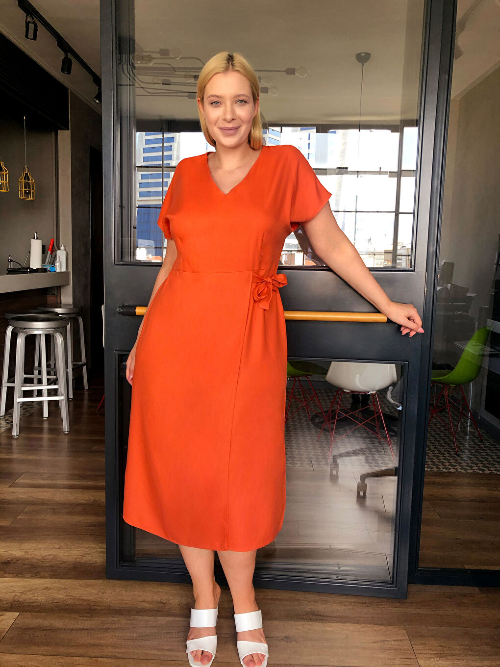 LCW Vision Double Breasted Viscose Dress -0SS998Z8-GVG