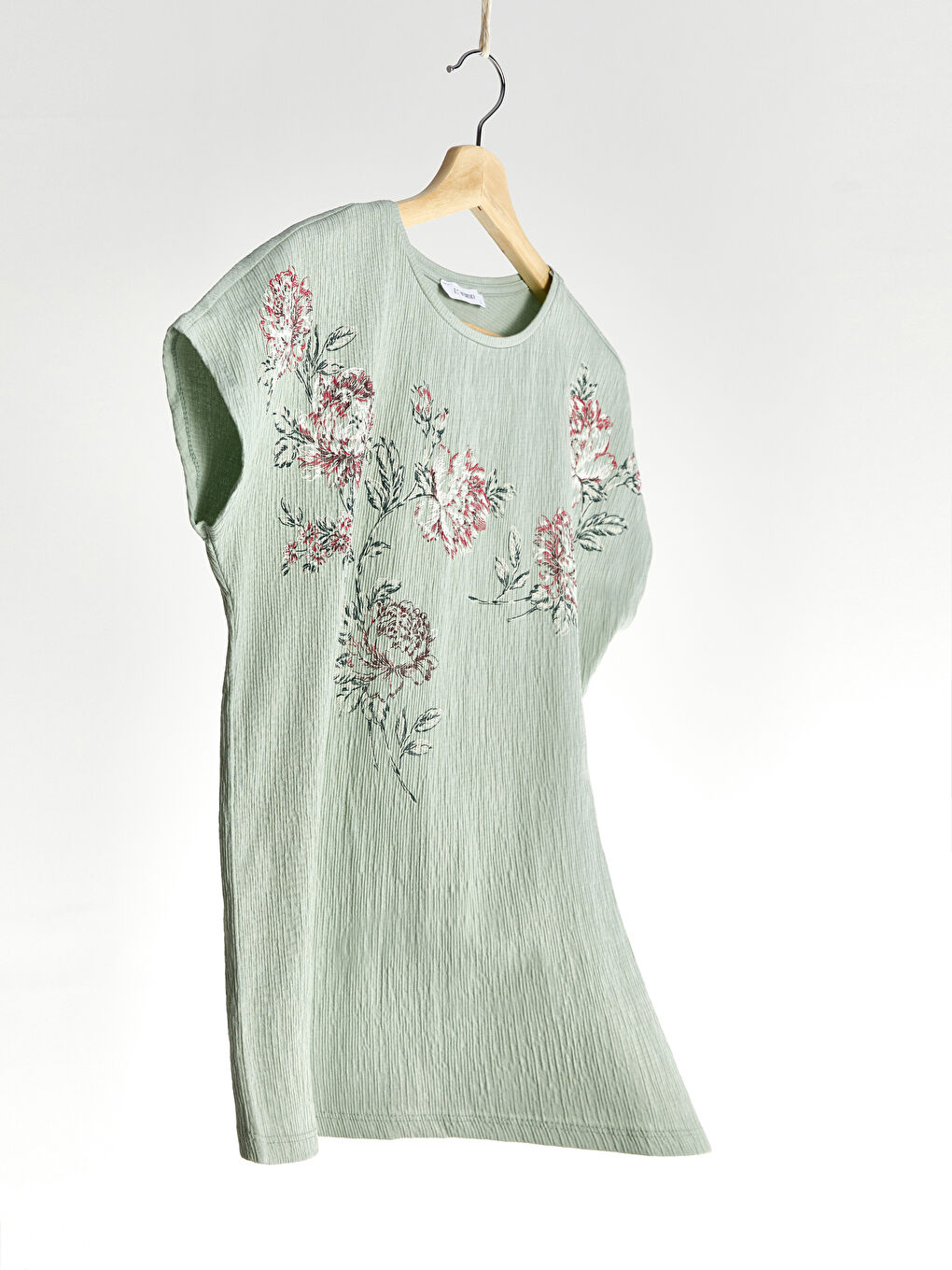 Yeşil İşlemeli Pamuklu Tişört