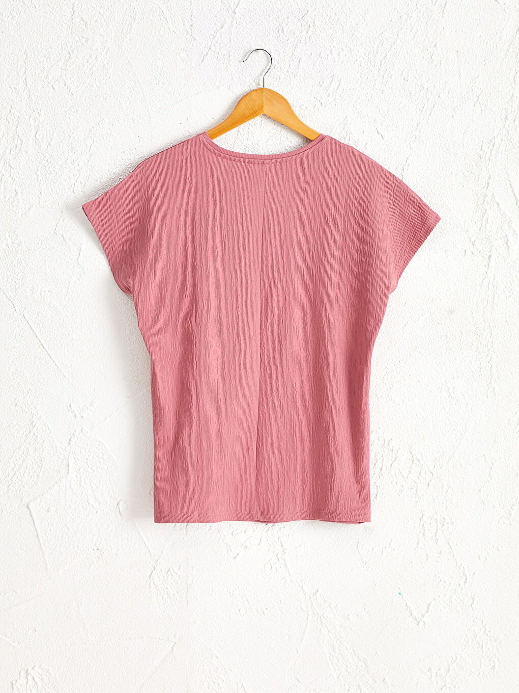 Pembe İşlemeli Pamuklu Tişört-1