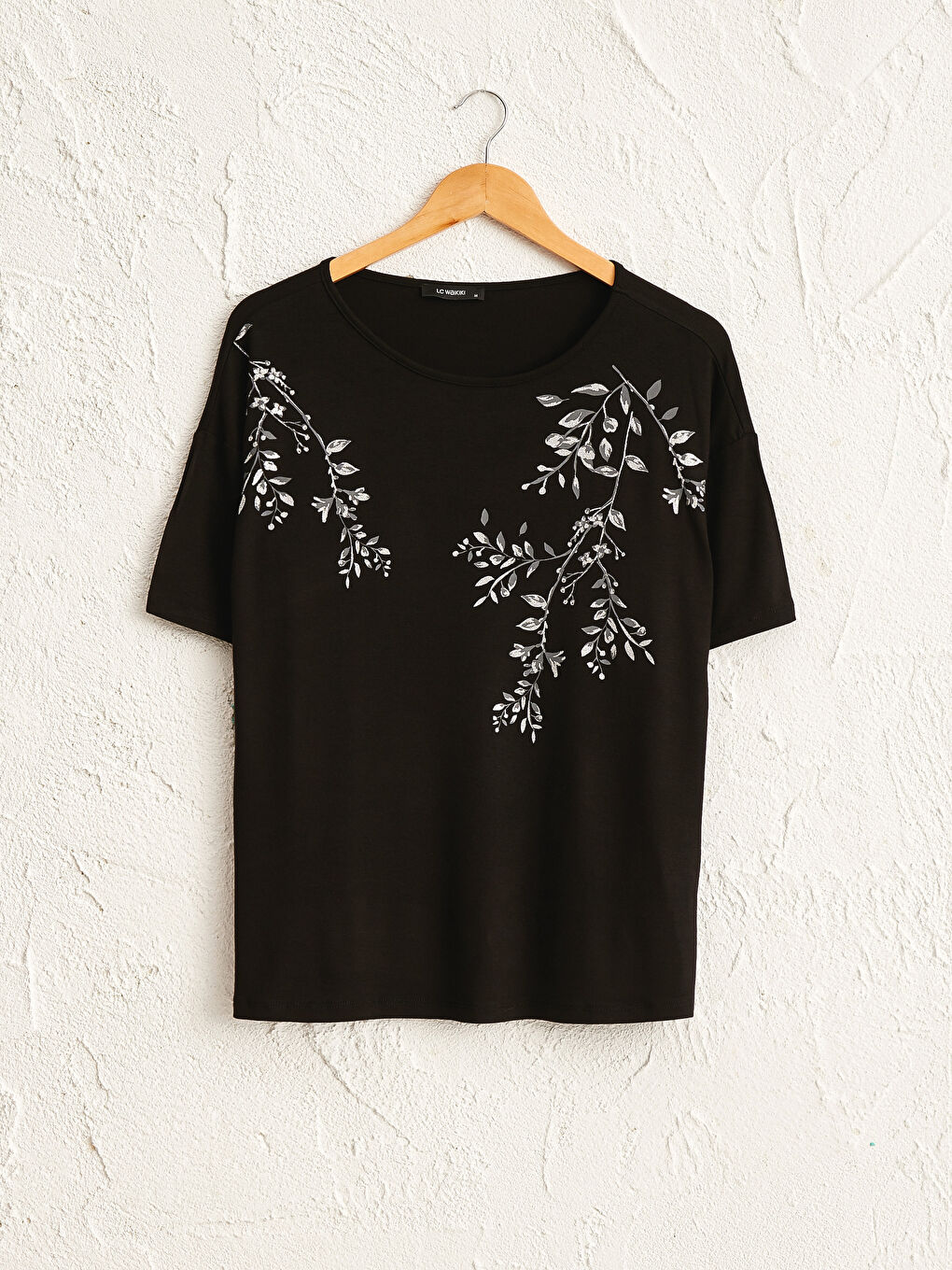 Siyah Baskılı Viskon Tişört