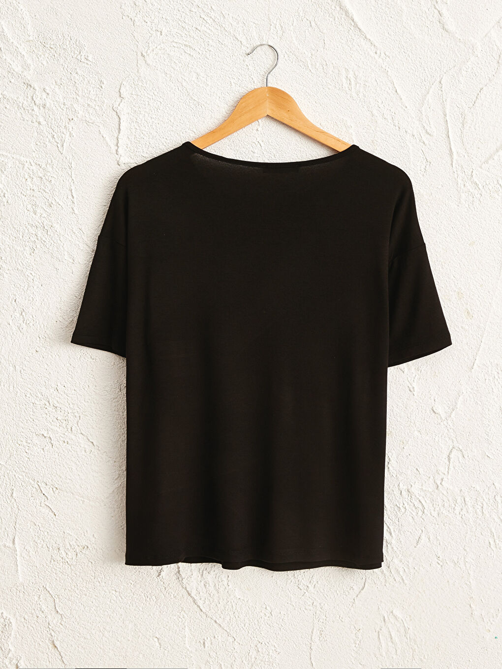 Siyah Baskılı Viskon Tişört-1