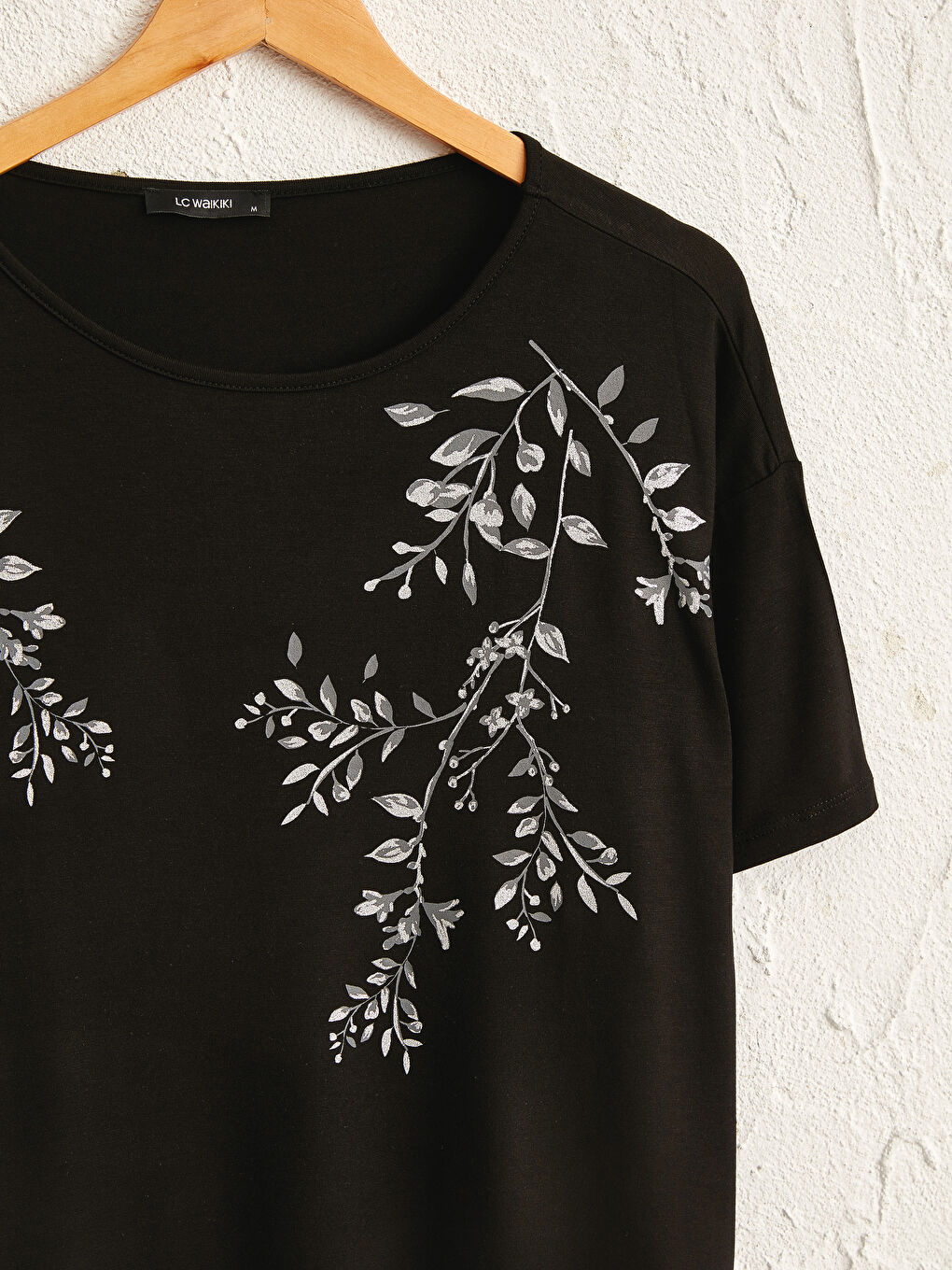 Siyah Baskılı Viskon Tişört-2