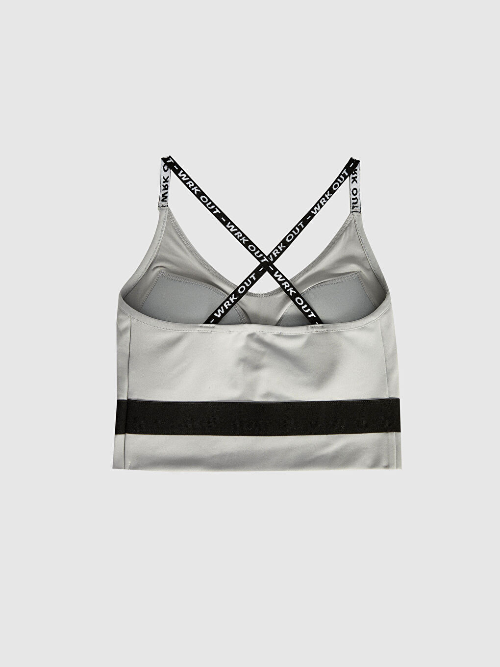 Gri Slogan Baskılı Aktif Spor Kadın Sporcu Yarım Atlet-1