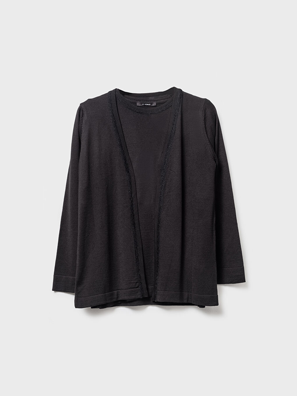 Crew Neck Straight Long Sleeve Women's Cardigan and Sweater Knitwear Set