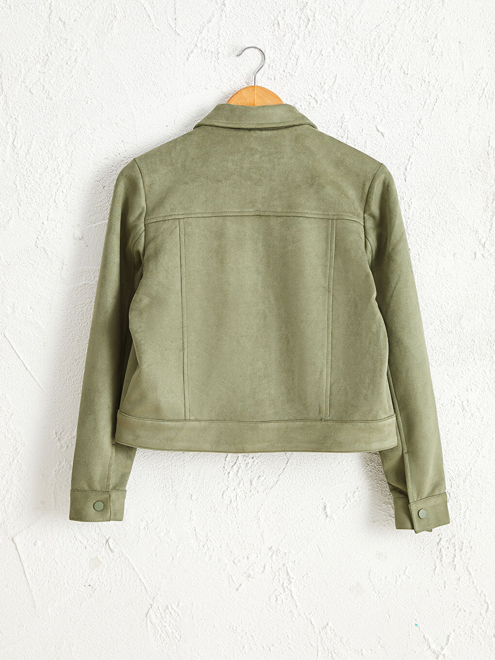 Women's Long Sleeved Suede Look Coat-1