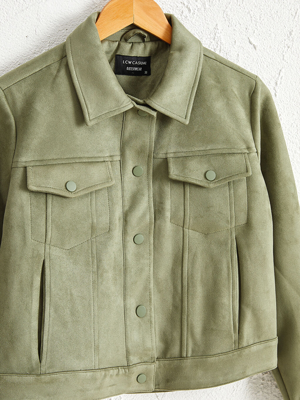 Women's Long Sleeved Suede Look Coat-2