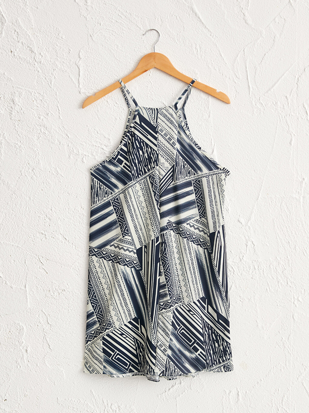 Halter Neck Strap Women Patterned Loose Dress-2