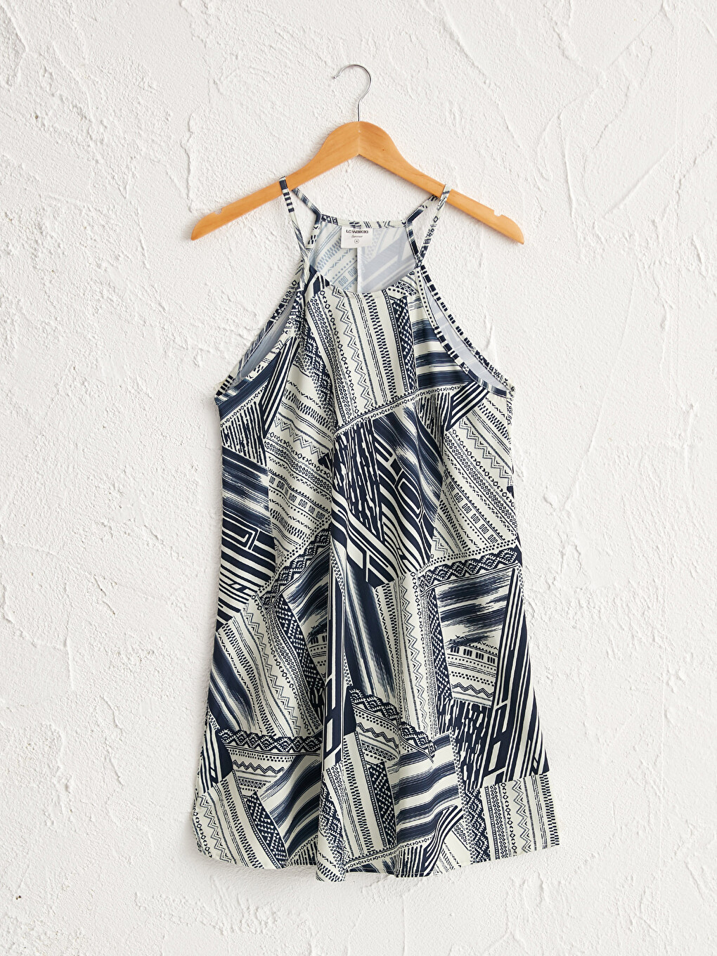 Halter Neck Strap Women Patterned Loose Dress