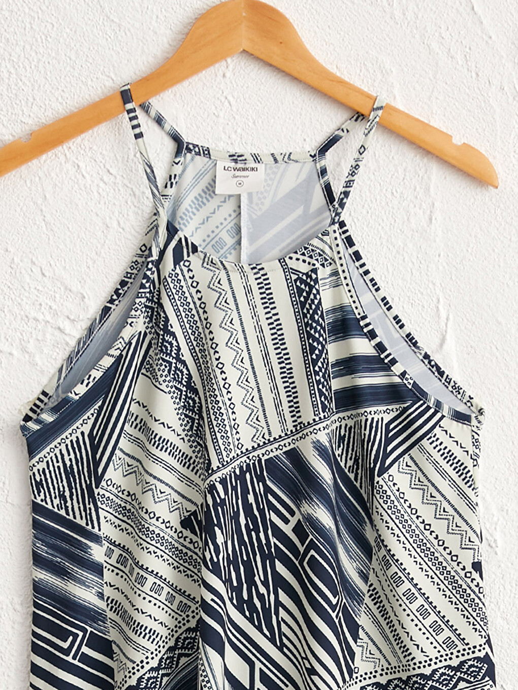 Halter Neck Strap Women Patterned Loose Dress-1