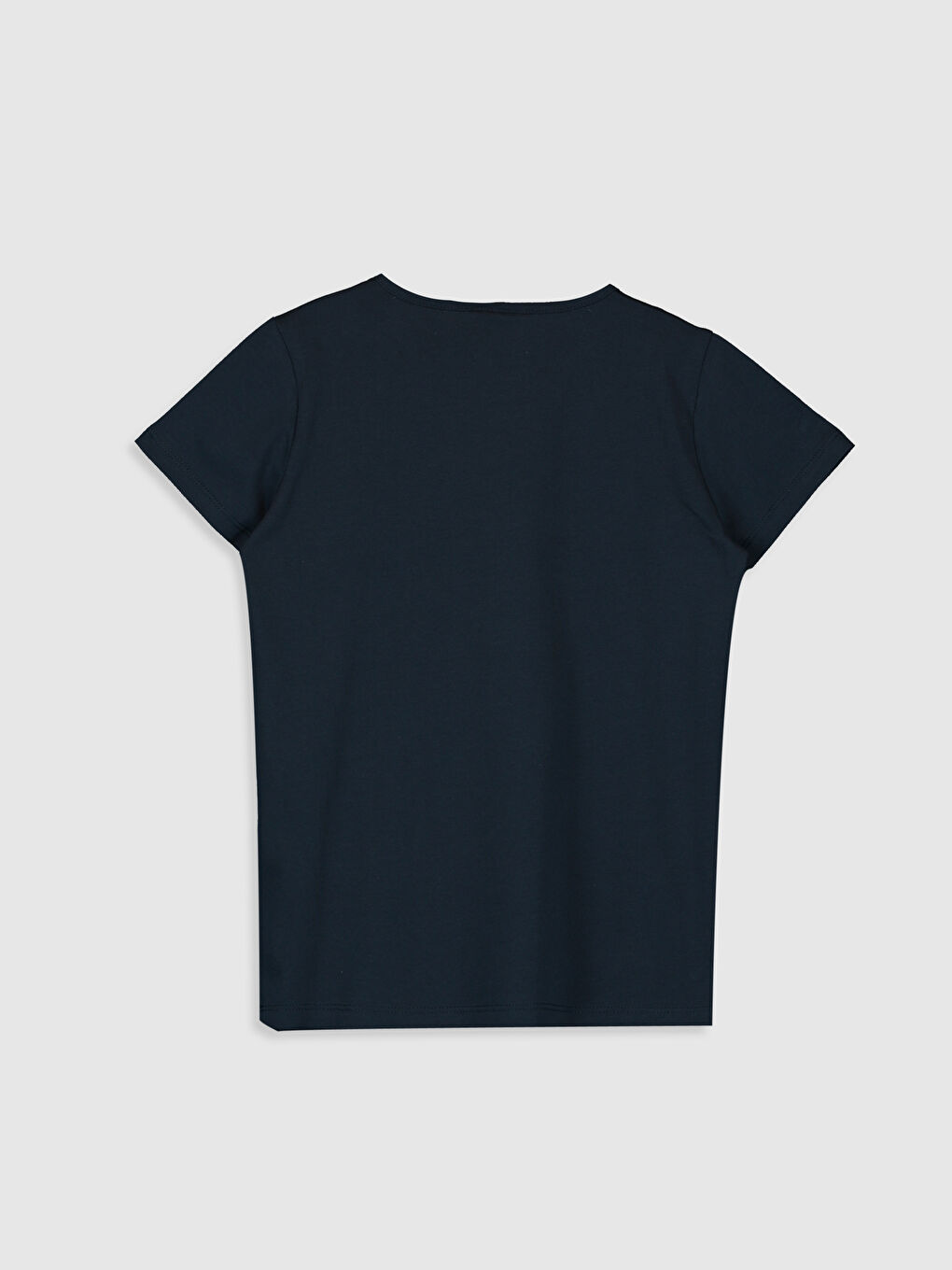 Lacivert Kız Çocuk Desenli Pamuklu Tişört-1