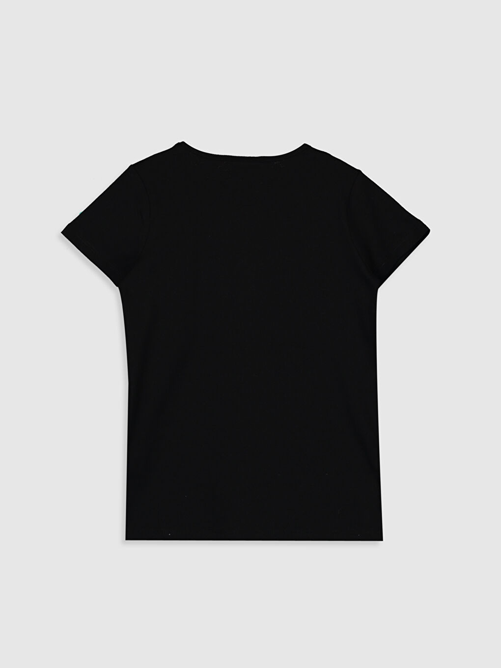 Siyah Kız Çocuk Desenli Pamuklu Tişört-1