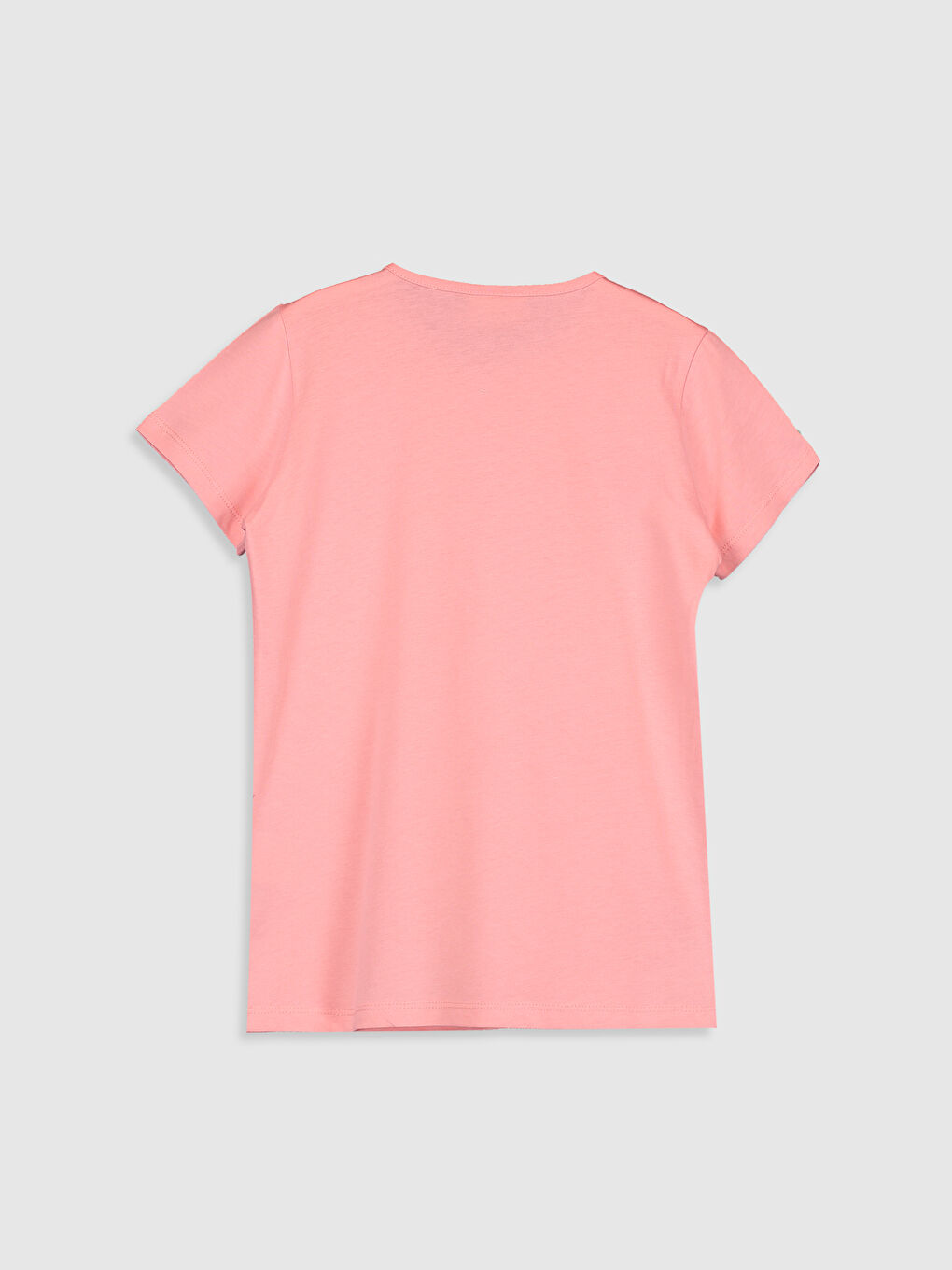 Pembe Kız Çocuk Desenli Pamuklu Tişört-1