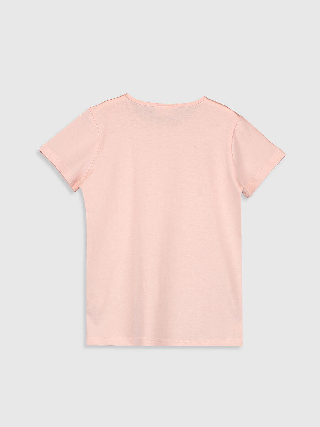 Pembe Kız Çocuk Desenli Pamuklu Tişört-1