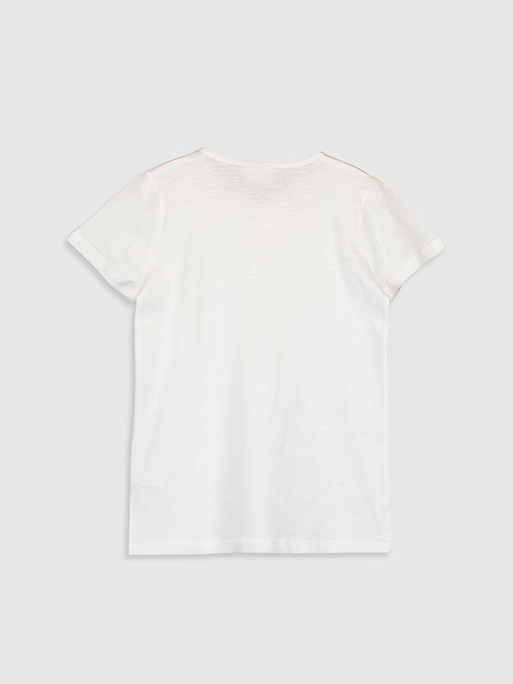 Beyaz Kız Çocuk Desenli Pamuklu Tişört-1