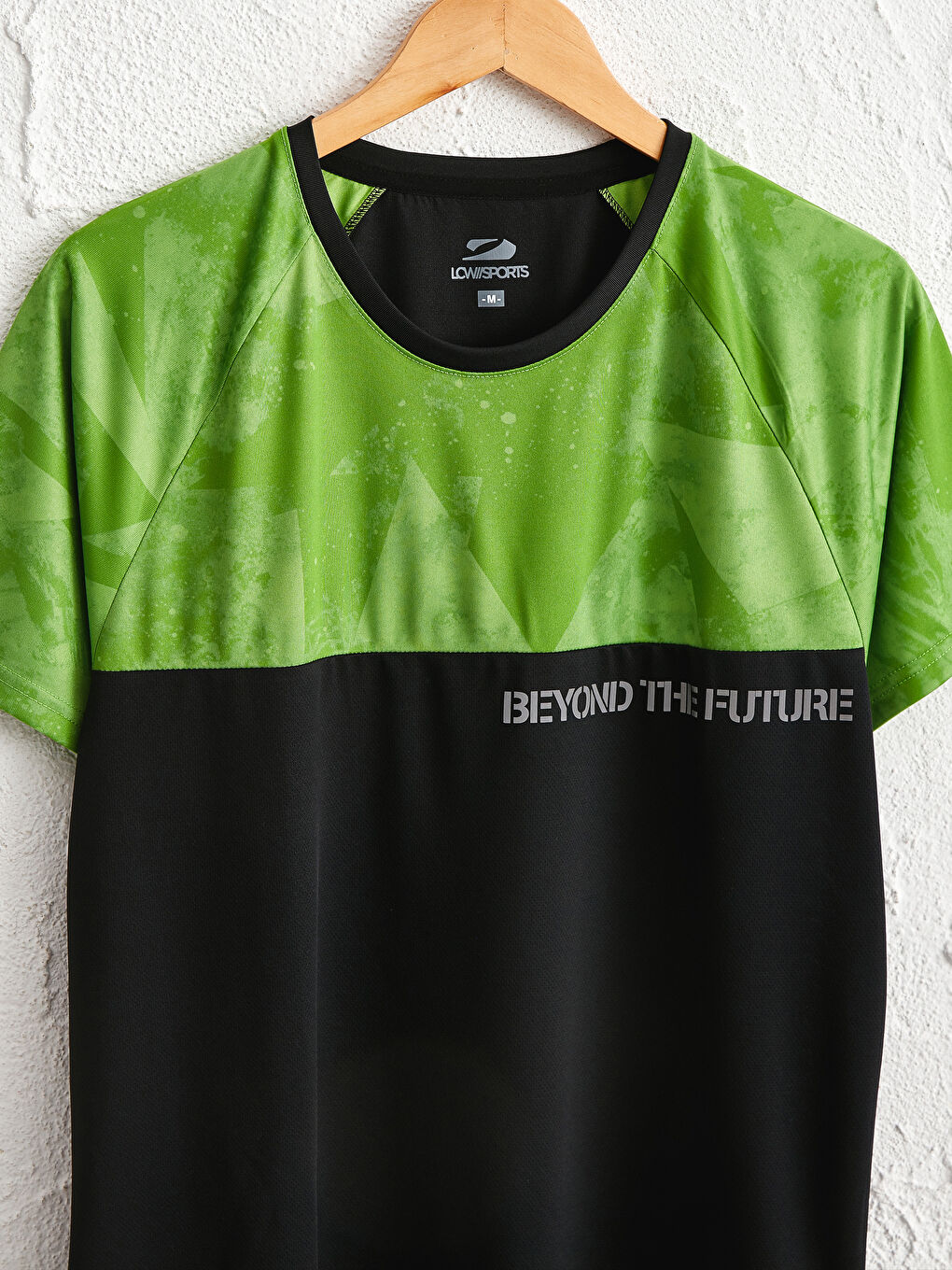 Siyah Standart Kalıp Bisiklet Yaka Aktif Spor Tişört-2