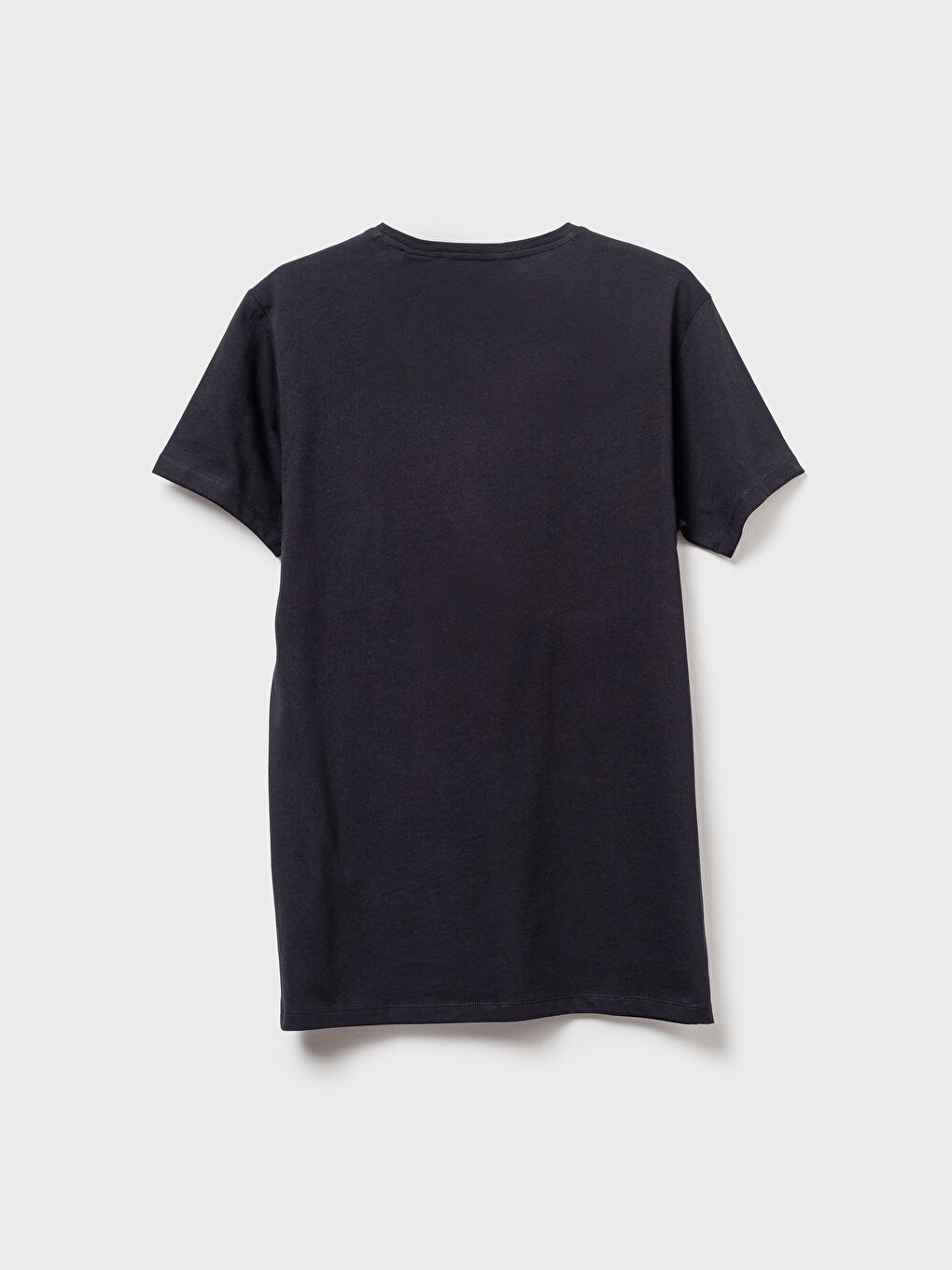 Siyah Bisiklet Yaka Penye Erkek Tişört-3