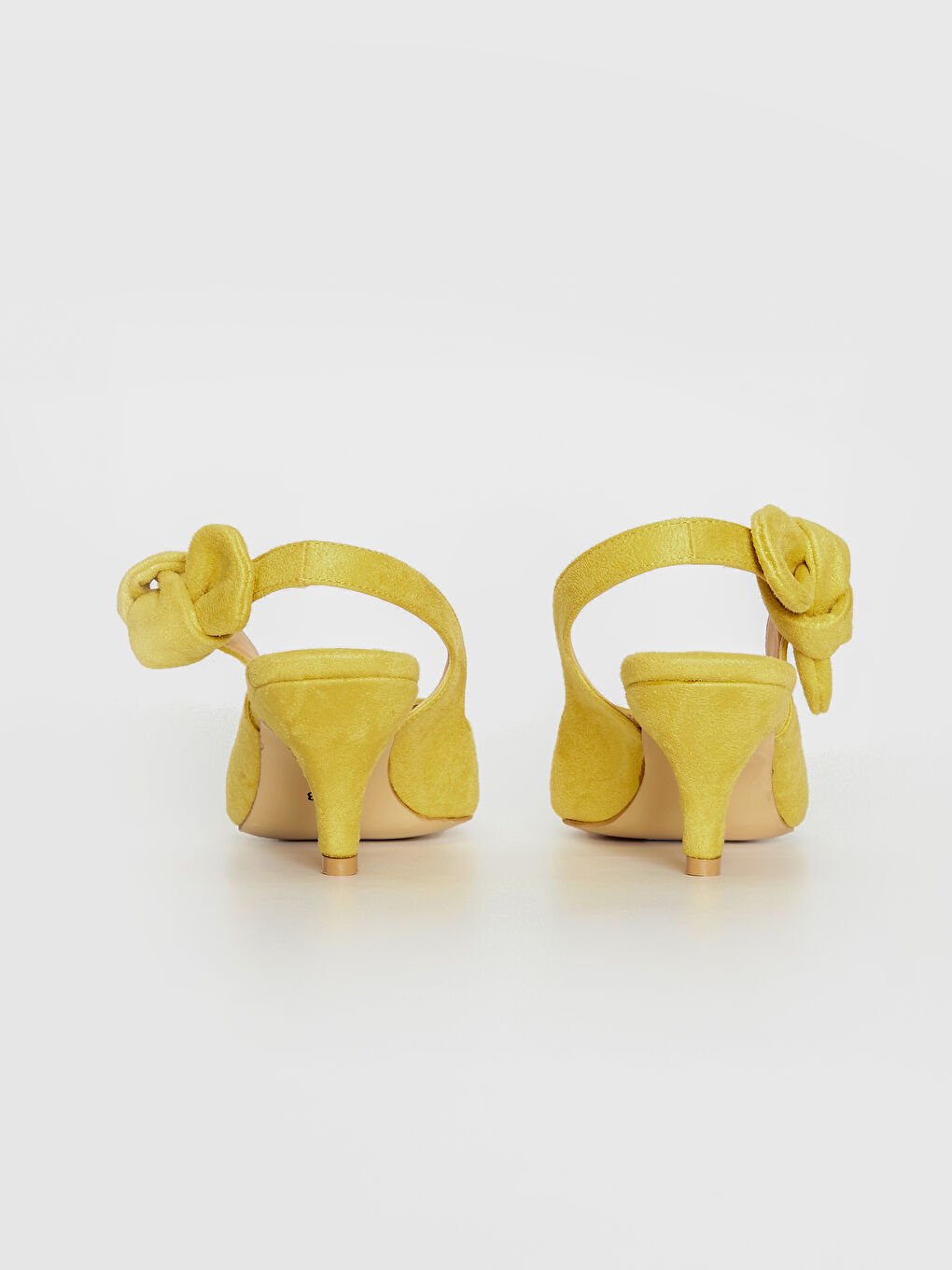 Sarı Kadın Sivri Burun Süet Topuklu Ayakkabı-3