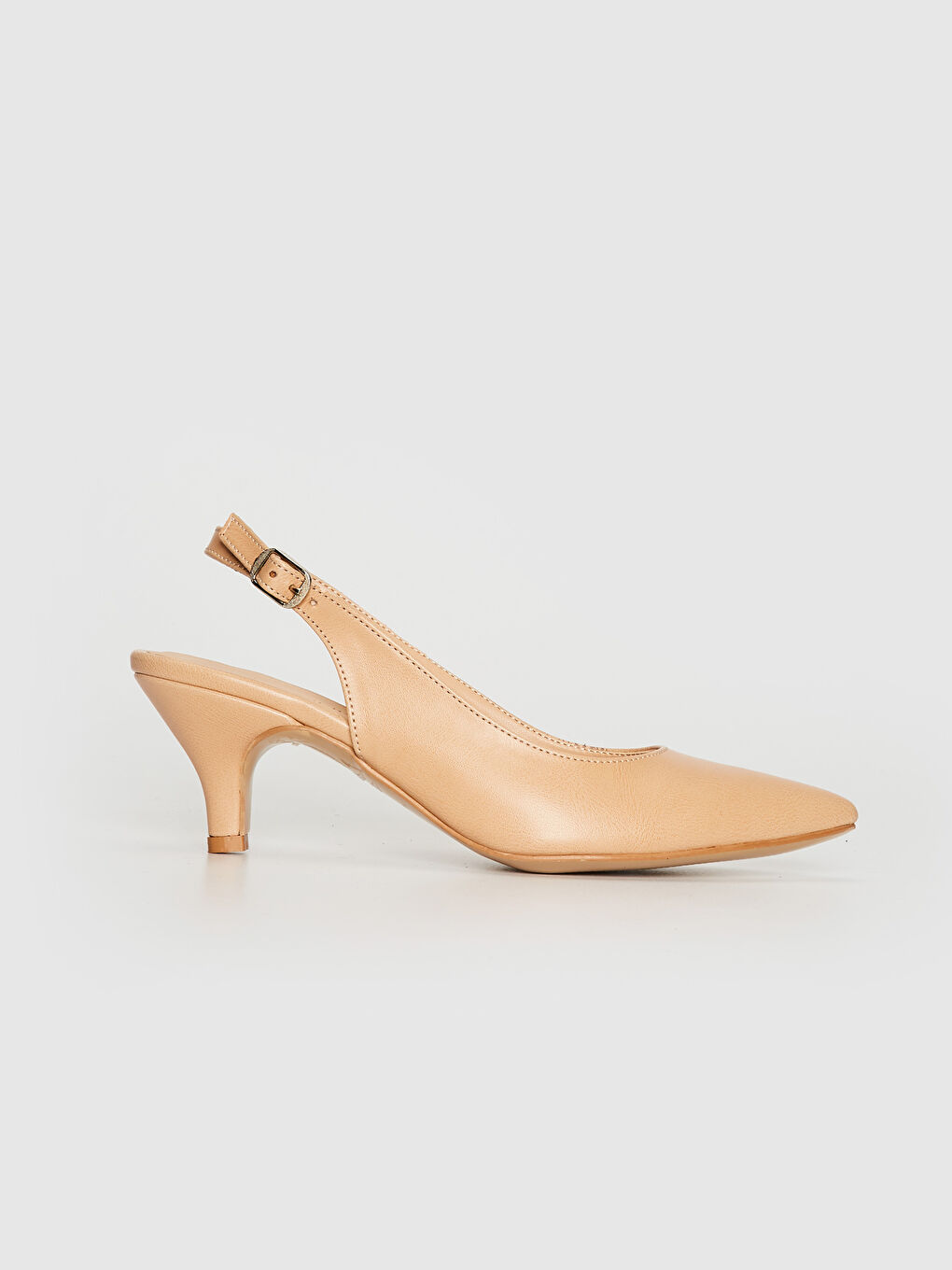 Bej Kadın Sivri Burun Topuklu Ayakkabı