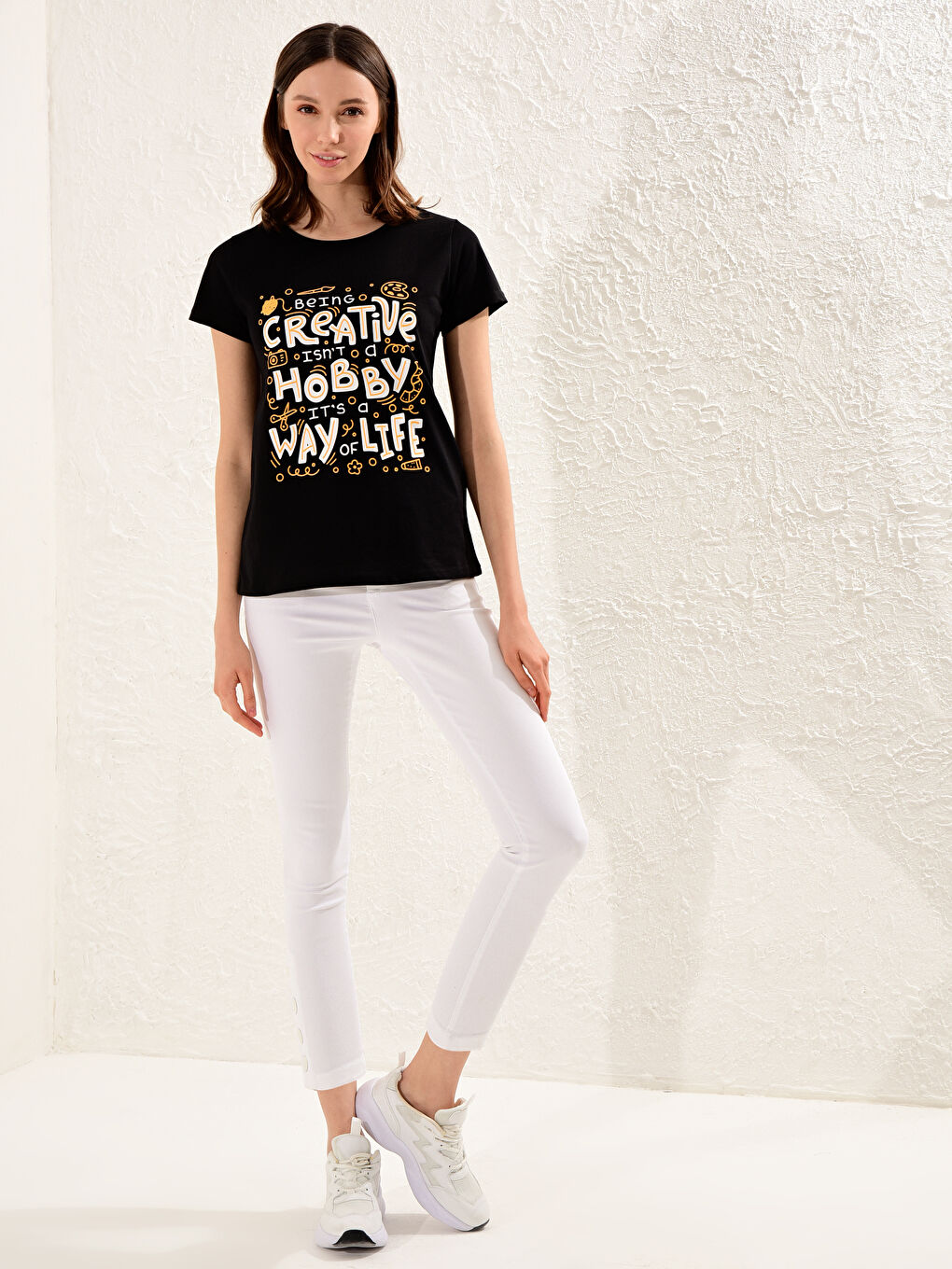 Женщины Черный Футболка-2