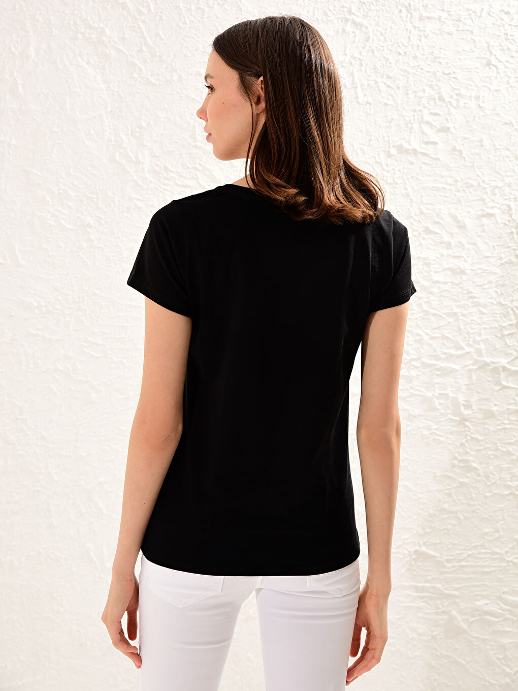 Женщины Черный Футболка-3