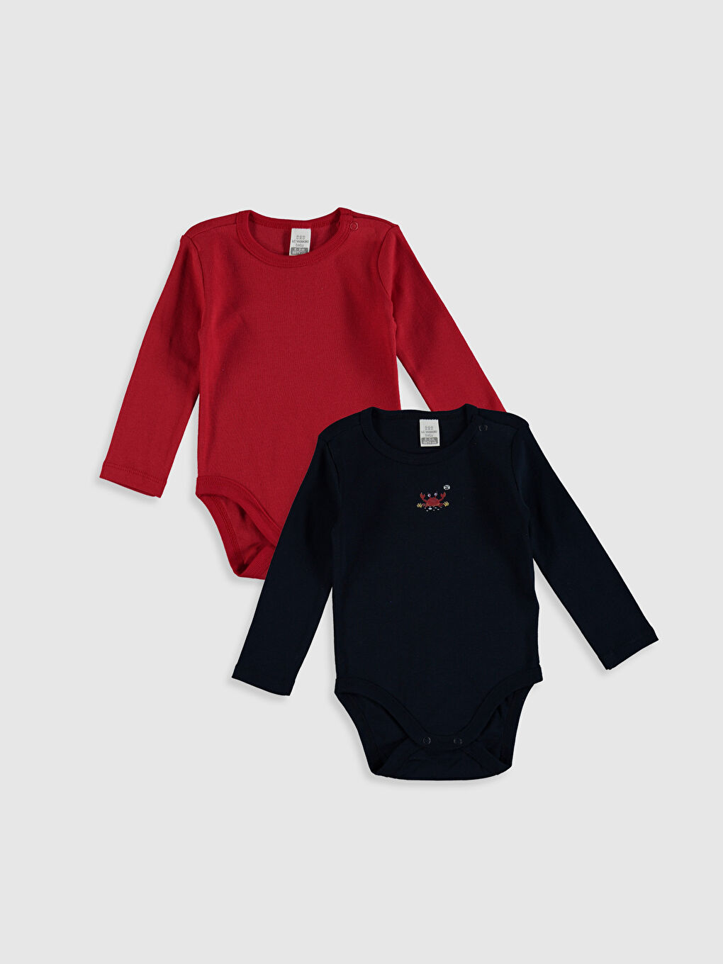 Crew Neck Long Sleeve Baby Boy Cotton Snap-action Bodysuit 2 Pieces-1