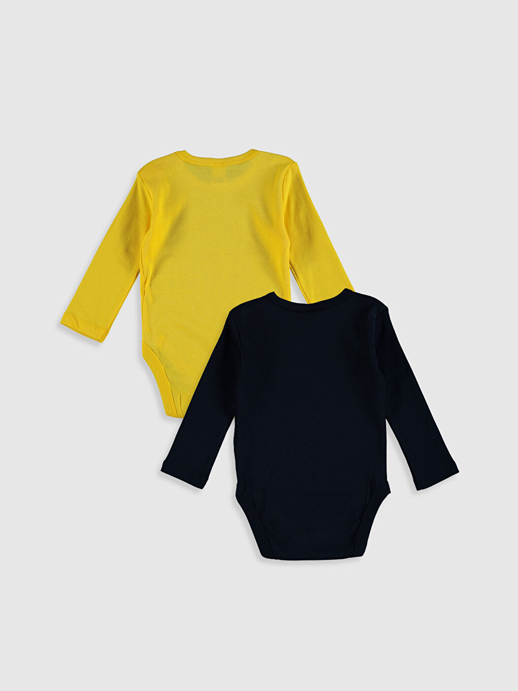 Sarı Bisiklet Yaka Uzun Kollu Erkek Bebek Pamuklu Çıtçıtlı Body 2'li-1