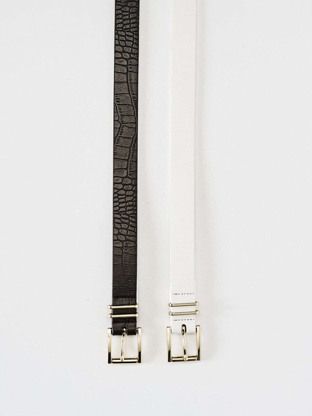 Karışık Deri Görünümlü Kemer 2'li