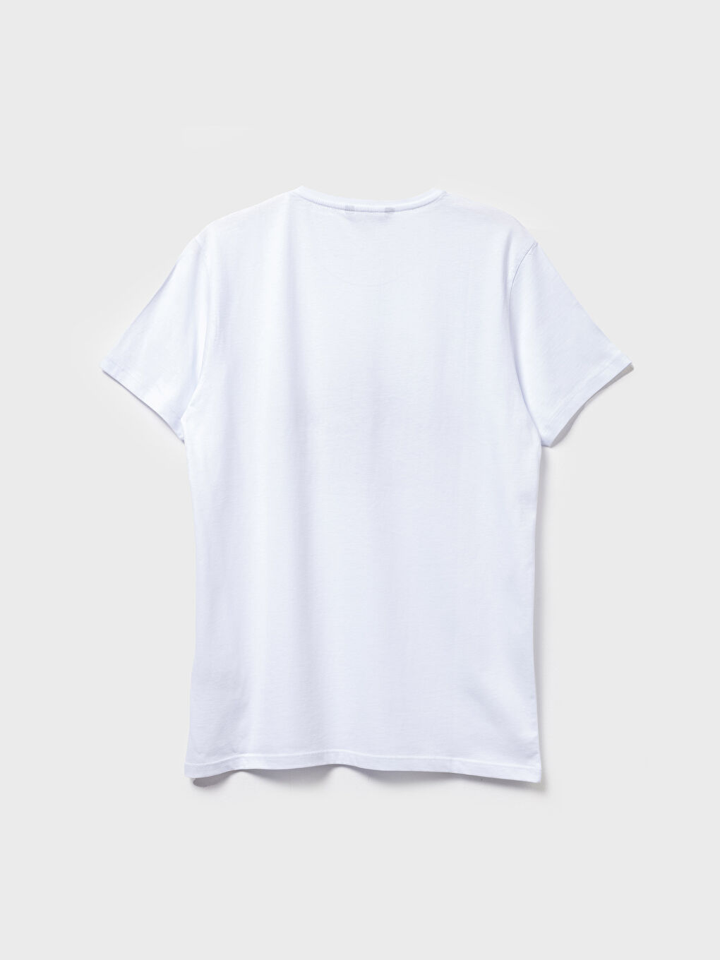 Beyaz Penye Erkek Tişört-1