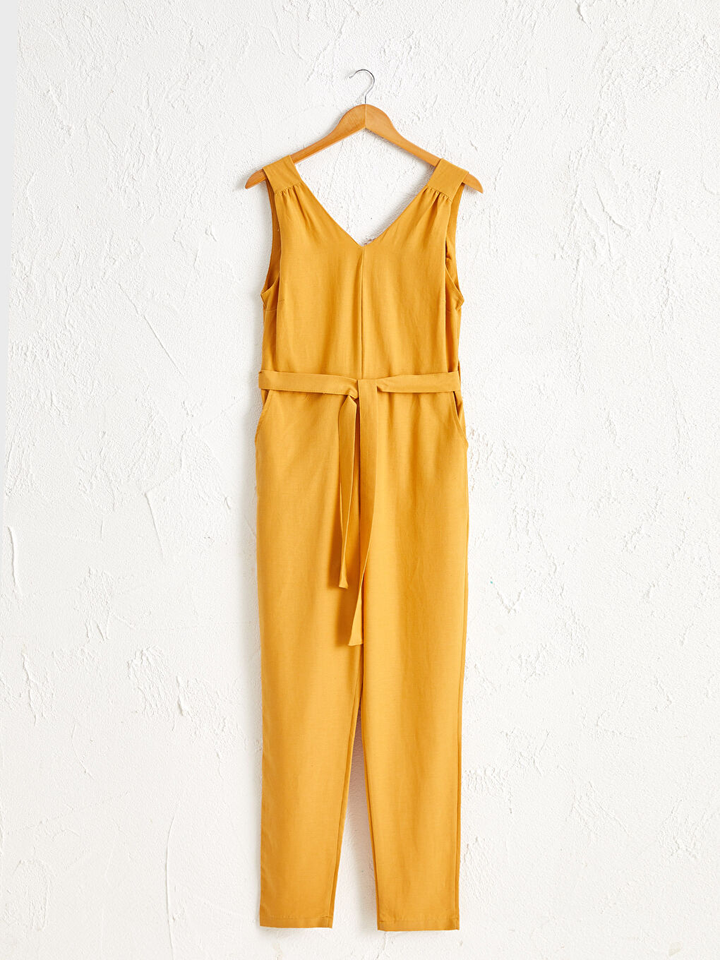 Комбинезон из льна без рукавов с V-образным вырезом для женщин-2