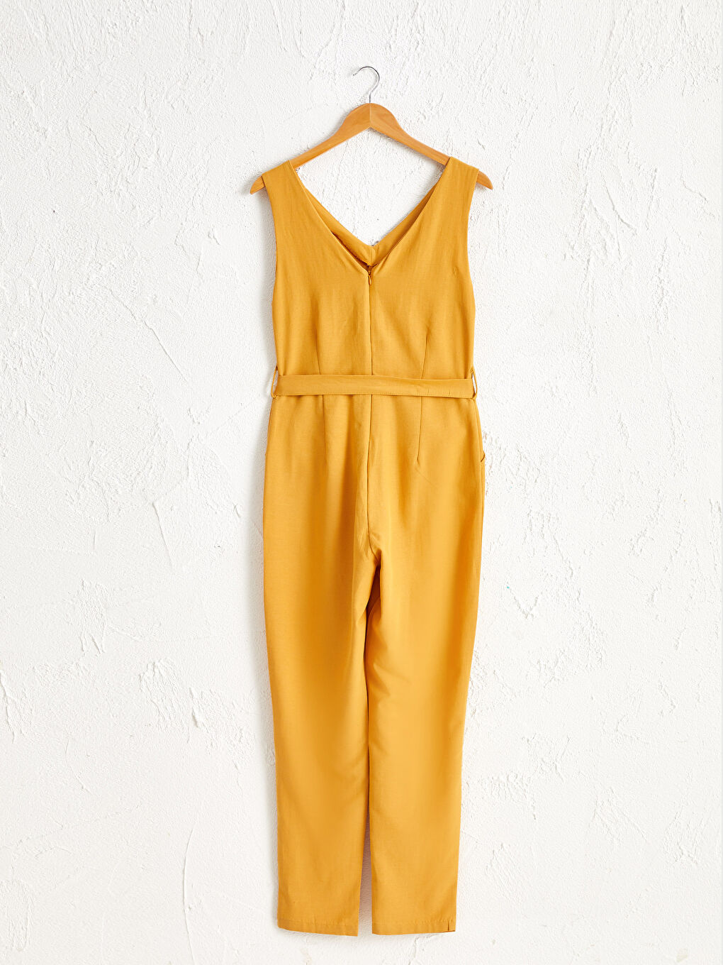 Комбинезон из льна без рукавов с V-образным вырезом для женщин-4