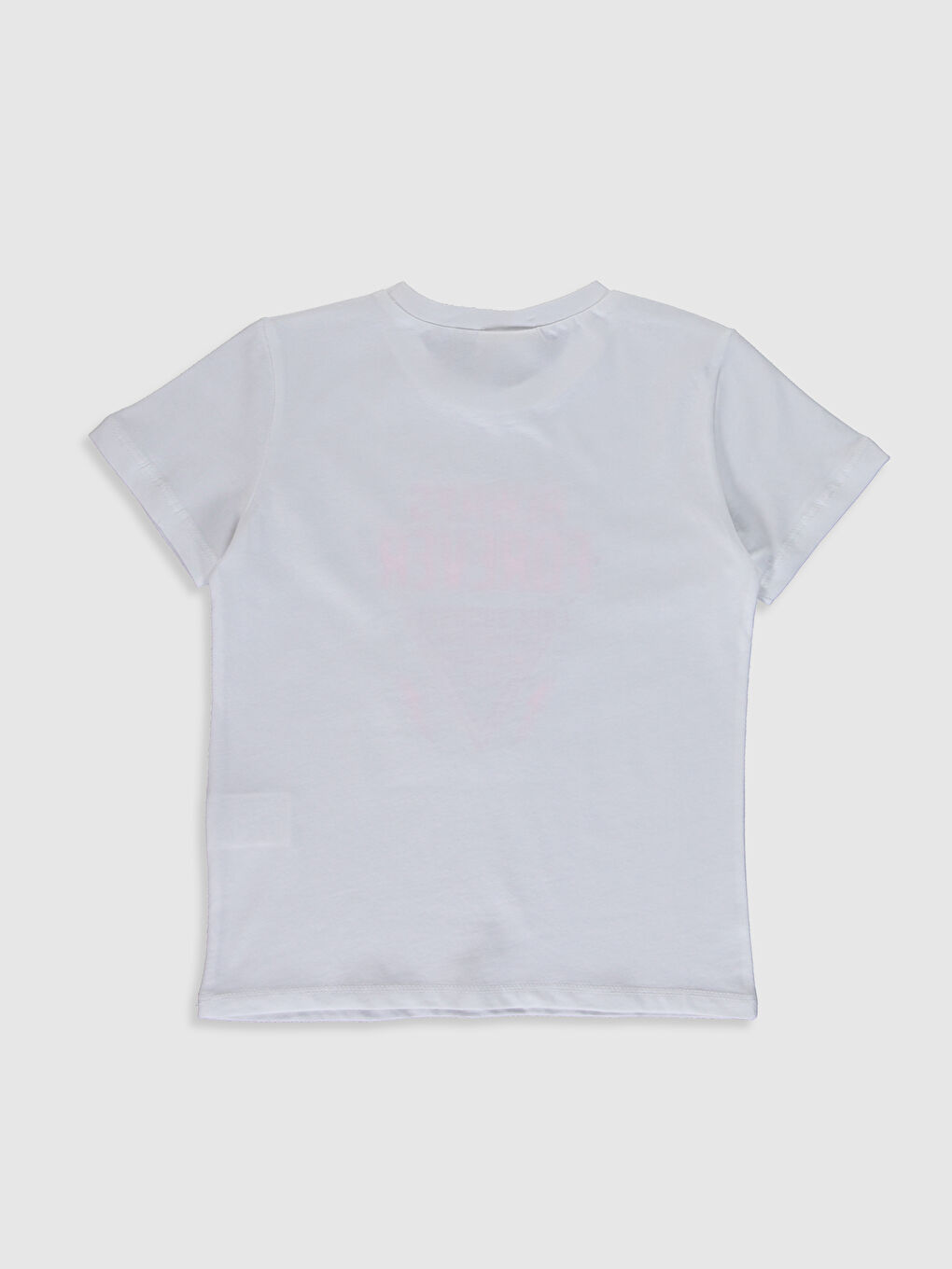 Beyaz Bisiklet Yaka Kısa Kollu Kız Çocuk Tişört-1