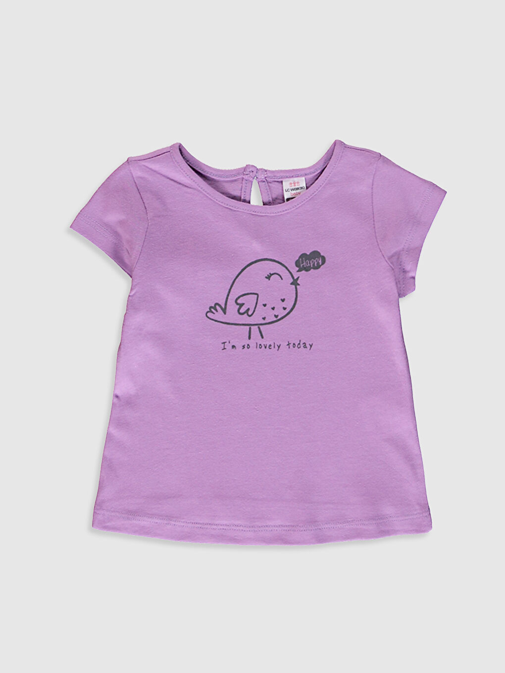 Lila Kız Bebek Baskılı Tişört