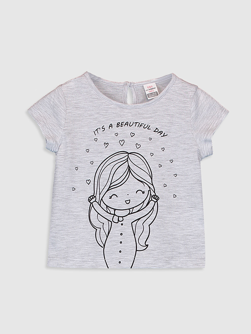 Gri Kız Bebek Baskılı Tişört