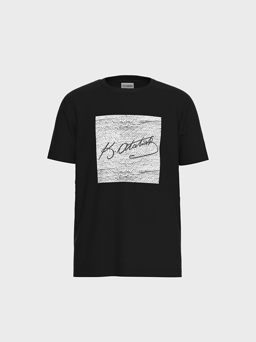 Siyah Bisiklet Yaka Kısa Kollu Erkek Çocuk Tişört-2