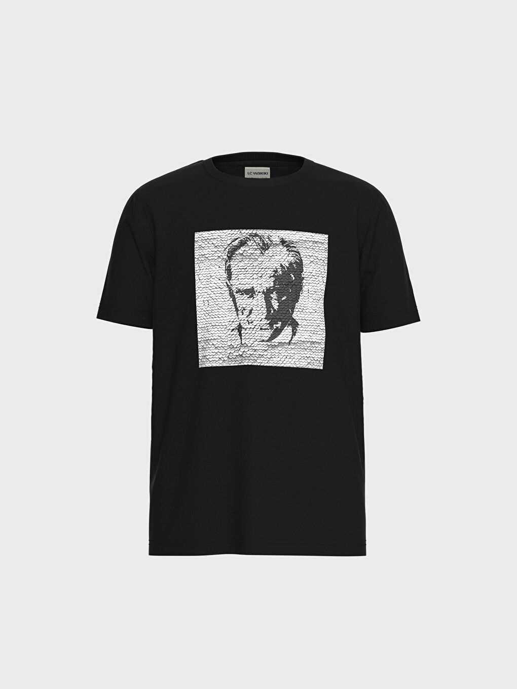 Siyah Bisiklet Yaka Kısa Kollu Erkek Çocuk Tişört-1