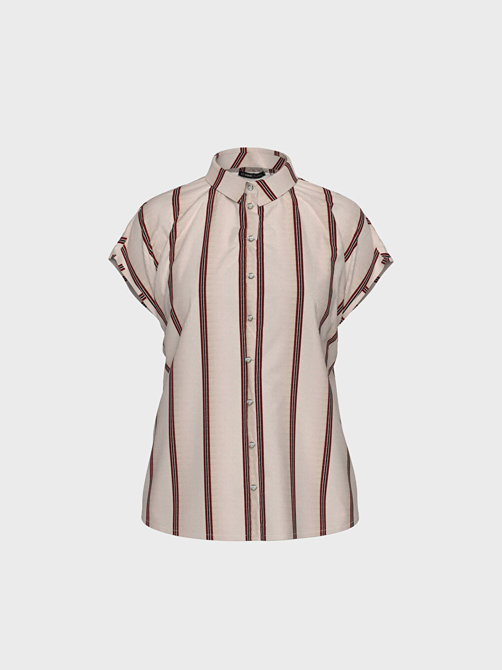 Kırmızı Çizgili Viskon Gömlek