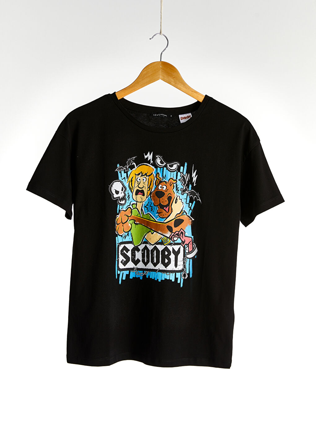 Siyah Bisiklet Yaka Kısa Kollu Kadın Tişört-2