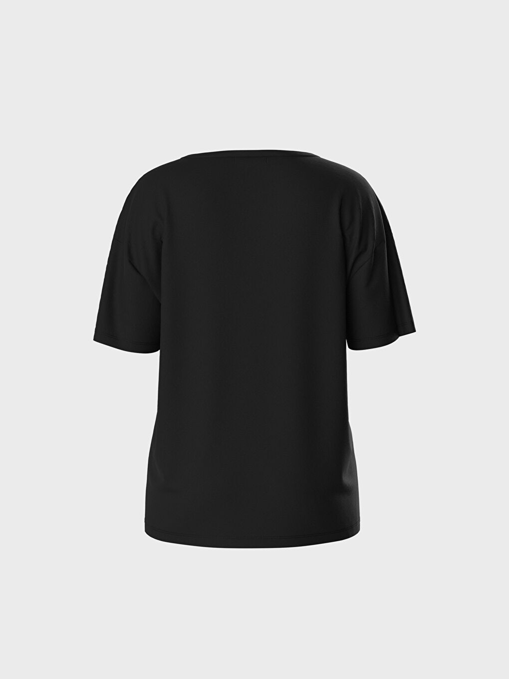 Siyah Bisiklet Yaka Kısa Kollu Kadın Tişört-4