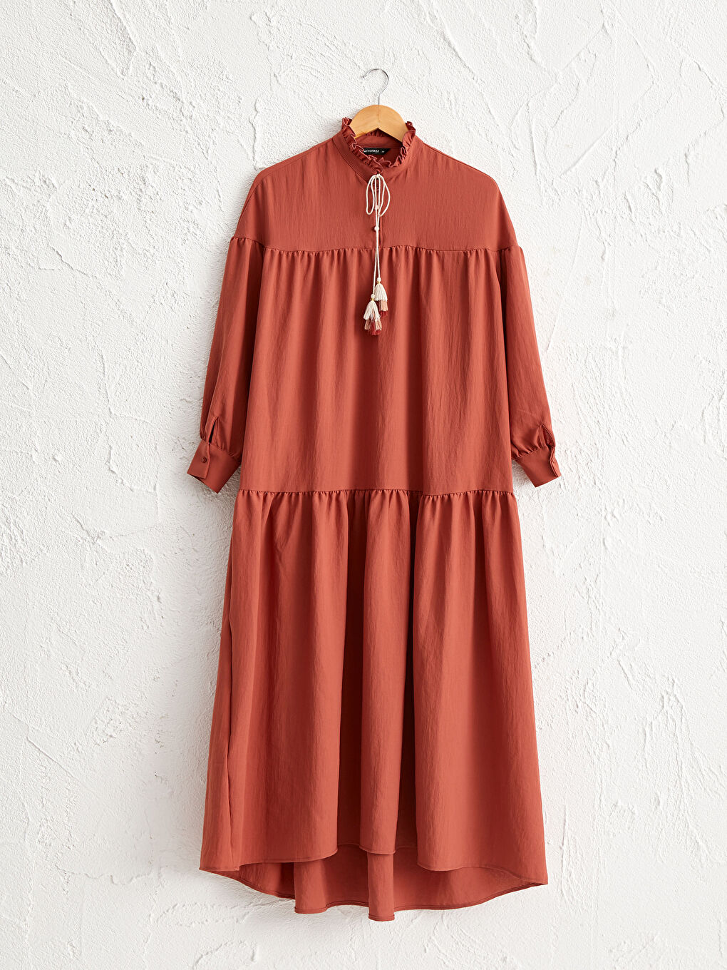 Turuncu Yaka Detaylı Salaş Elbise