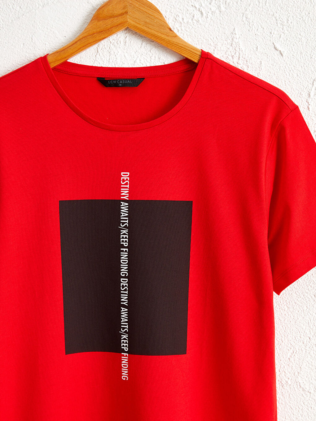 Kırmızı Bisiklet Yaka Baskılı Penye Tişört-2