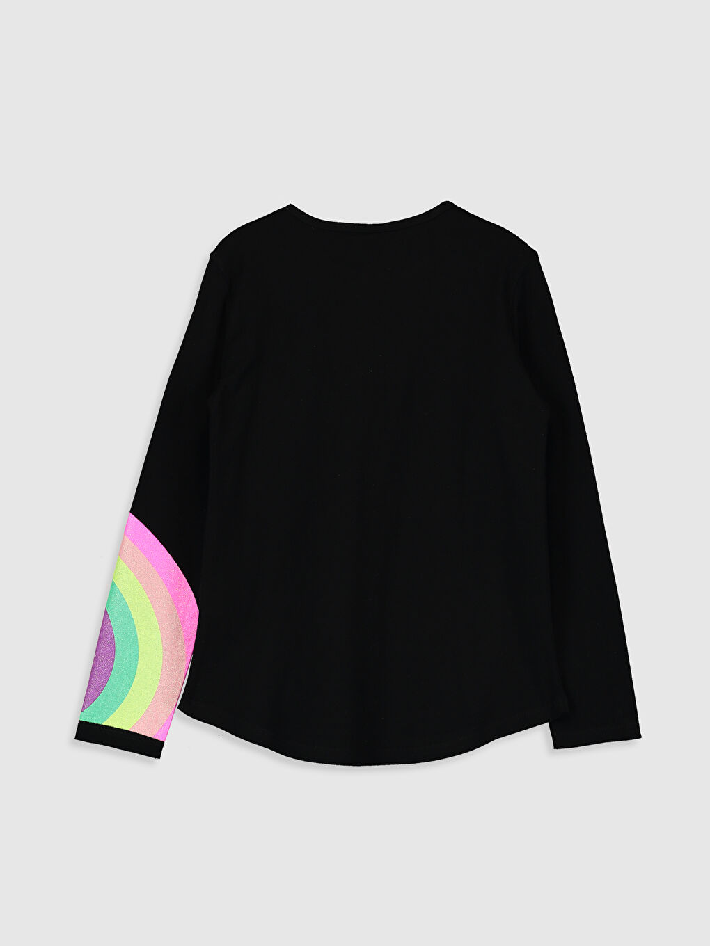 Siyah Bisiklet Yaka Uzun Kollu Kız Çocuk Tişört-1